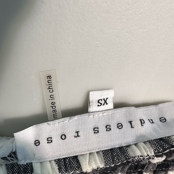 Endless Rose XS Black White Gingham Smocked Puff Sleeve Mini Dress Cotton Boho! - Picture 8 of 9